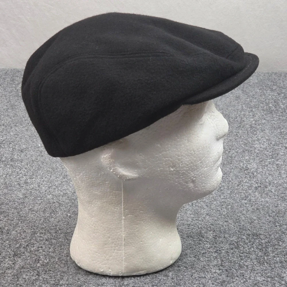 Italian Newsboy Hat 100% Cashmere Mens 7 3/8 Black Flat Cap Driver Hat Old Money